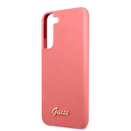 Guess Silicone Script Metal Logo - Etui Samsung Galaxy S22 (fuchsia)