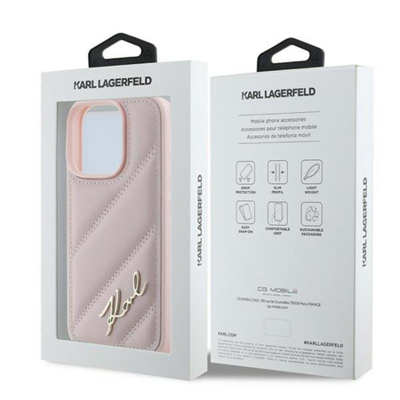 Karl Lagerfeld steppelt aláírás - iPhone 16 Pro Max tok (rózsaszín)