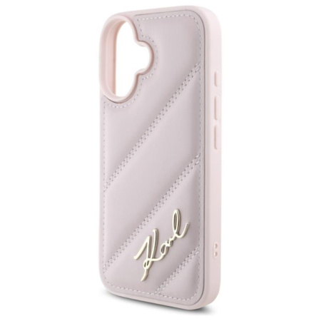 Karl Lagerfeld Quilted Signature - Hülle für iPhone 16 (rosa)