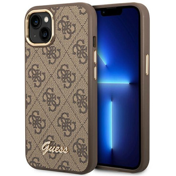 Guess 4G Metal Camera Outline Case - iPhone 14 Case (Brown)