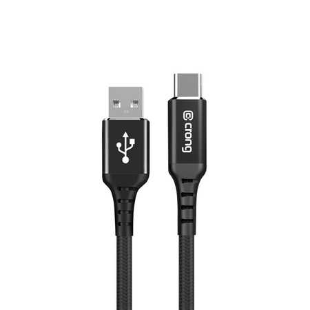 Crong Armor Link - USB-A na USB-C 60W 3A Opletený kabel Power Delivery Fast Charging 25 cm (černý)