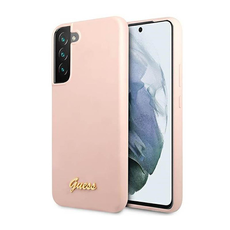 Guess Silicone Script Metal Logo - Hülle für Samsung Galaxy S23+ (Pink)