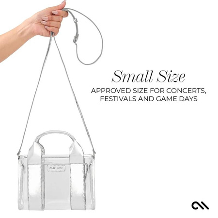 Case-Mate Micro Tote Bag - Waterproof Shoulder Bag (Silver Chrome/Clear)