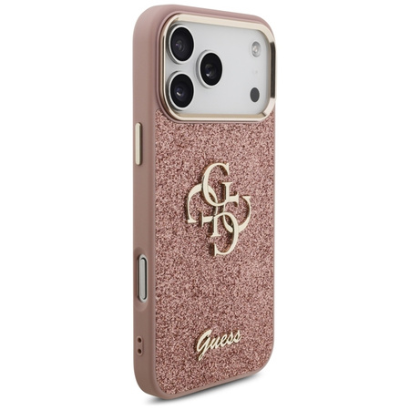 Guess Fixed Glitter Big 4G Metal Frame - Case iPhone 17 Pro Max (pink)