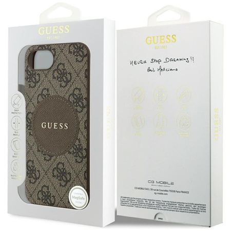 Guess 4G Circle Classic Logo MagSafe - Case for iPhone 16e (brown)
