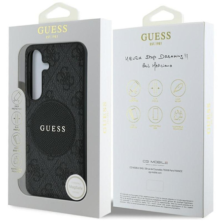 Guess 4G Round Patch Classic Logo MagSafe - étui pour Samsung Galaxy S25+ (noir)