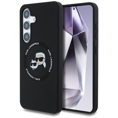 Karl Lagerfeld Silicone Double Heads And Circle MagSafe - Étui Samsung Galaxy S25 (noir)