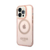 Guess Gold Outline Translucent MagSafe - pouzdro pro iPhone 14 Pro (růžové)