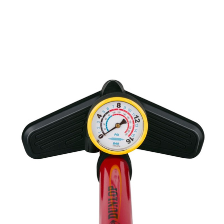 Dunlop - Standpumpe für Fahrräder, Bälle, Matratzen mit Manometer (Rot)