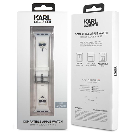 Karl Lagerfeld Silicone Karl & Choupette Heads - Strap for Apple Watch 38/40/41 mm (white)