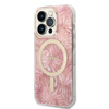 Guess Bundle Pack MagSafe IML Jungle - MagSafe iPhone 14 Pro Tasche + Ladegerät Set (rosa/gold)