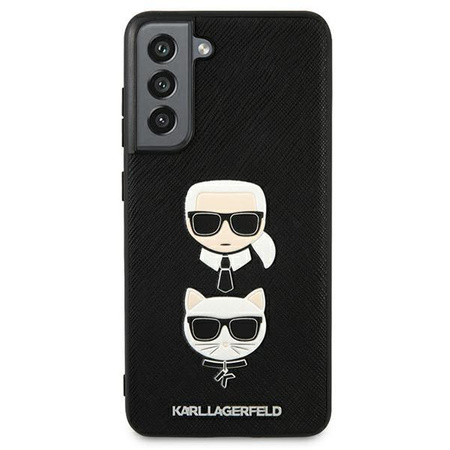 Karl Lagerfeld Saffiano Karl & Choupette fejek - Samsung Galaxy S21 FE tok (fekete)