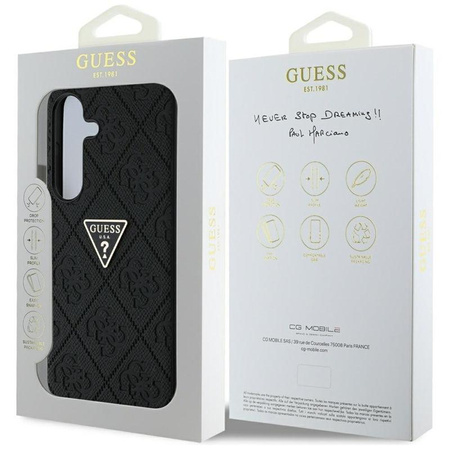 Guess Hot Stamp 4G Triangle Metal Logo - étui pour Samsung Galaxy S25 (noir)
