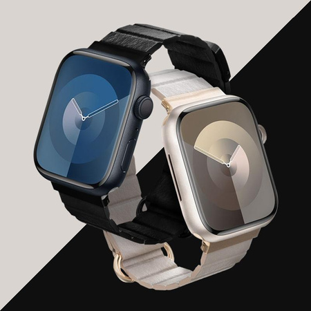Crong Eclipse - Magnetický kožený řemínek pro Apple Watch 38/40/41/42 mm (béžový)