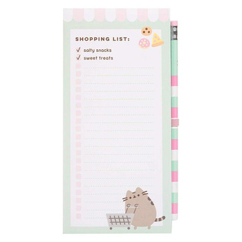 Pusheen - Bloc-notes magnétique / liste de courses pour le réfrigérateur + crayon (10 x 21 cm)