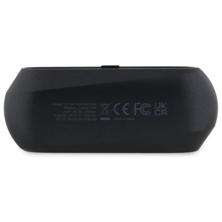 Podlouhlé kovové tištěné logo Guess - sluchátka Bluetooth TWS + nabíjecí pouzdro (černé)