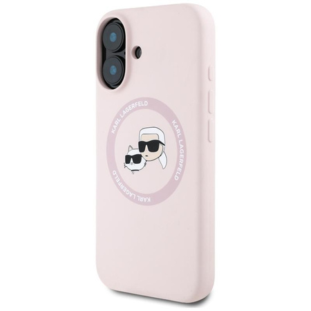 Karl Lagerfeld Silikon Doppelköpfe und Kreis MagSafe - Hülle für iPhone 16 (rosa)