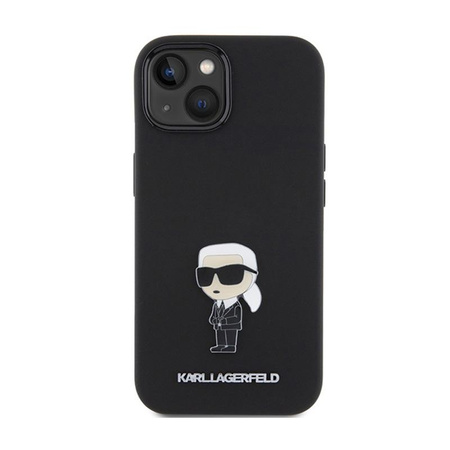 Karl Lagerfeld Silicone Ikonik Metal Pin - pouzdro na iPhone 15 (černé)