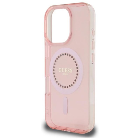 Guess IML Rhinestones MagSafe - Case for iPhone 16 Pro Max (Pink)