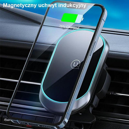USAMS US-CD182 - Magnetický držák do auta s 15W bezdrátovým nabíjením (černý)