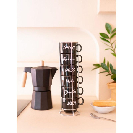 Friends - Keramická sada hrnků se stojánkem 150ml 6 ks.