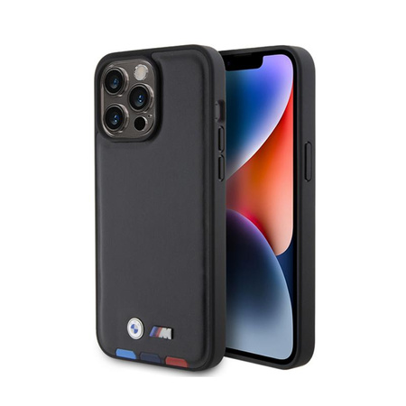 BMW Leather Hot Stamp Tricolor - iPhone 15 Pro Max tok (fekete)