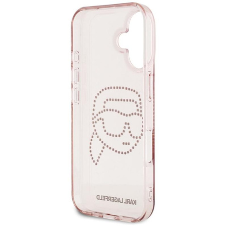 Karl Lagerfeld IML Rhinestones Karl Head - Pouzdro pro iPhone 16 (růžové)