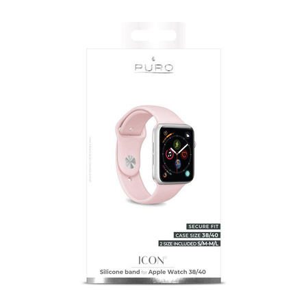 PURO ICON - Elasztikus sportpánt Apple Watch 38/40/41 mm-es órához (S/M & M/L) (homokrózsaszín)
