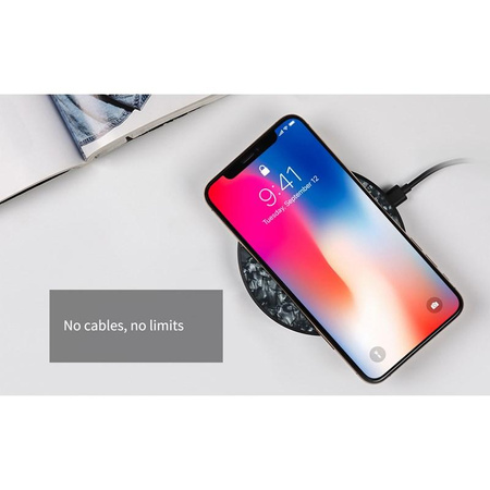 Nillkin PowerFlash Fast Wireless Charger - 15W Qi induktives drahtloses Ladegerät mit gehärteter Glasbeschichtung (Marmor Schwarz)