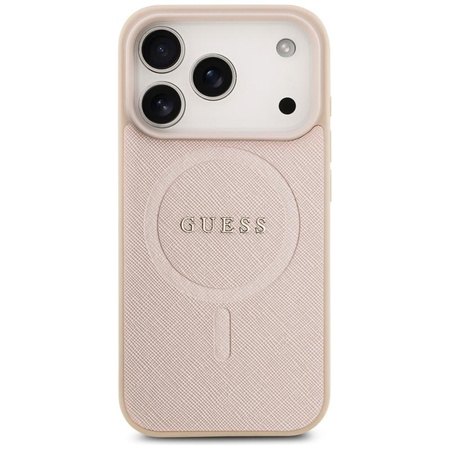 Guess Saffiano Classic Logo MagSafe - Hülle für iPhone 17 Pro (rosa)