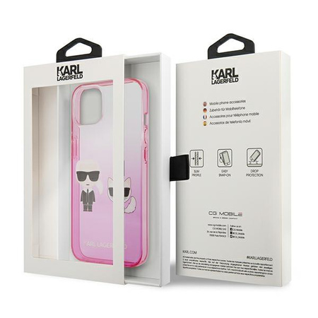 Karl Lagerfeld Gradient Ikonik Karl & Choupette - iPhone 13 Case (pink)