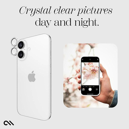 Case-Mate Aluminum Ring Lens Protector - Verre de protection pour l'objectif de l'appareil photo de l'iPhone 16 / iPhone 16 Plus (Twinkle)