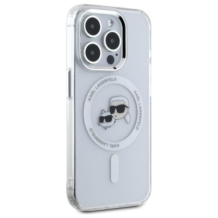 Karl Lagerfeld IML Metal Karl & Choupette Head MagSafe - pouzdro pro iPhone 15 Pro Max (bílé)
