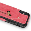 Zizo Nebula Wallet Case - kožené pouzdro na iPhone X s kapsami na karty + pouzdro na zip + 9H sklo na displej (růžová/černá)