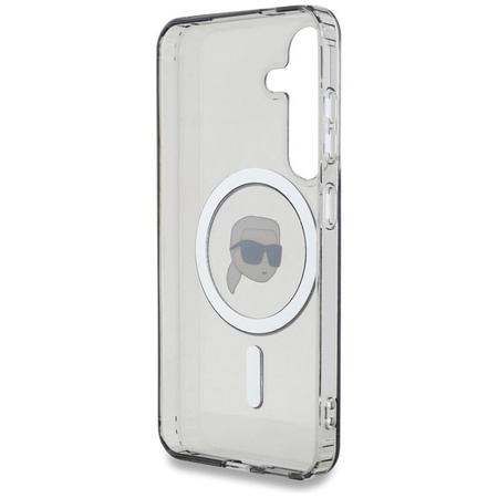 Karl Lagerfeld Button Karl Head nyomtatott logó MagSafe - Samsung Galaxy S25 tok (fekete)