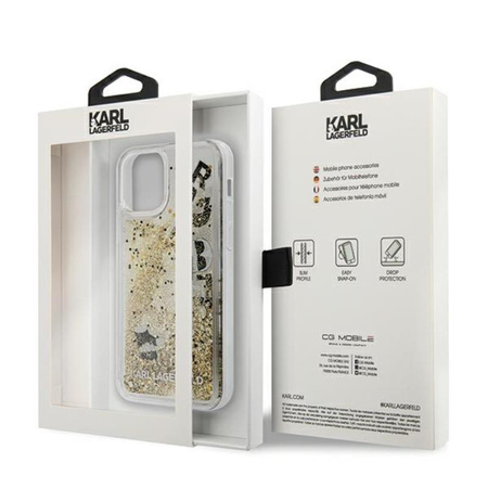 Karl Lagerfeld Glitter Liquid Floating Charms - iPhone 12 / iPhone 12 Pro Tasche (Gold Floating Charms)