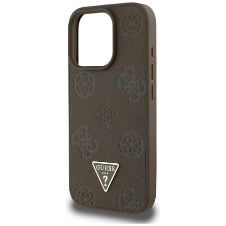 Guess szemcsés Hot Stamp Peony Triangle Logo MagSafe - tok iPhone 16 Pro Max (barna)
