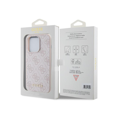 Guess 4G Metal Gold Logo - pouzdro pro iPhone 15 Pro (růžové)