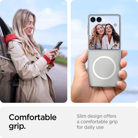 Spigen Airskin Mag MagSafe – Pouzdro pro Samsung Galaxy Z Flip 7 (Čiré/Bílé)