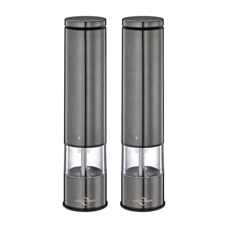 Küchenprofi Boston - Electric salt and pepper grinders with ceramic grinding mechanism 23x5 cm 2 pcs. (gray)