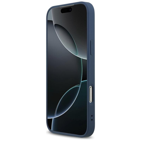 Guess Leather 4G Triangle Strass MagSafe - Hülle iPhone 17 Pro Max (Blau)