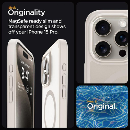 Spigen Ultra Hybrid MagSafe - pouzdro pro iPhone 15 Pro (Frost Natural Titanium)