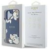 Guess Grained Printed Flower Pattern MagSafe - Pouzdro pro iPhone 16 (modrý)