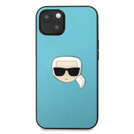 Karl Lagerfeld PU Leder Karl's Head Metall - iPhone 13 mini Tasche (blau)