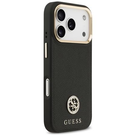 Guess Grained Strass Logo MagSafe - Pouzdro iPhone 17 Pro (černý)