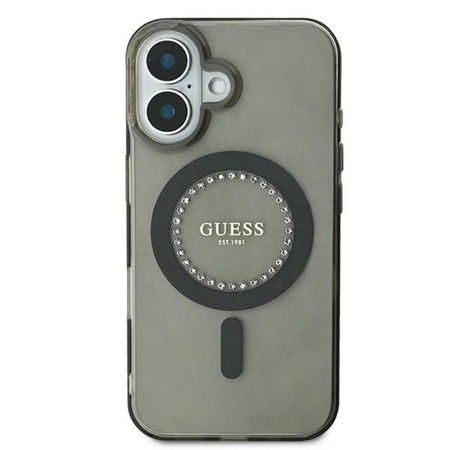 Guess IML Rhinestones MagSafe - Hülle iPhone 16 Plus (Schwarz)