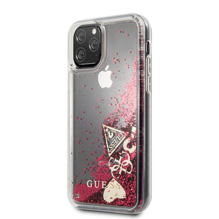 Guess Liquid Glitter Hearts - iPhone 11 Pro Case (raspberry)