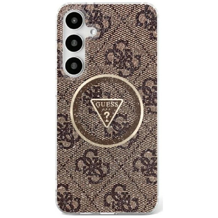 Guess 4G Glitter háromszög gombok MagSafe - tok Samsung Galaxy S25 (barna)
