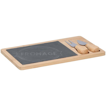Alpina - Cheese serving board + knife and fork 28,5 x 17 cm