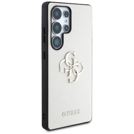 Guess Grained Big 4G Logo Small Classic Logo - Etui do Samsung Galaxy S25 Ultra (beżowy)